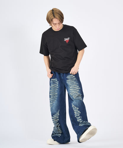 ハートワンポイントロゴ刺繍半袖Tee