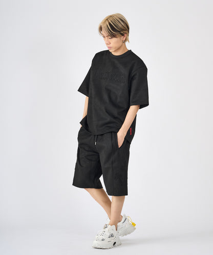カットスエード　クロスエンボス半袖セットアップ