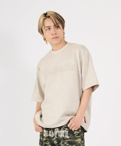 カットスエード　クロスエンボス半袖Tee