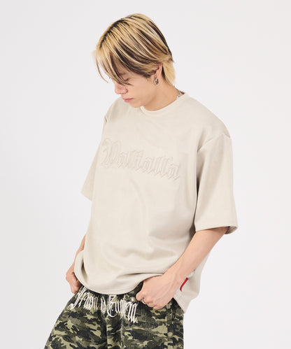 カットスエード　クロスエンボス半袖Tee