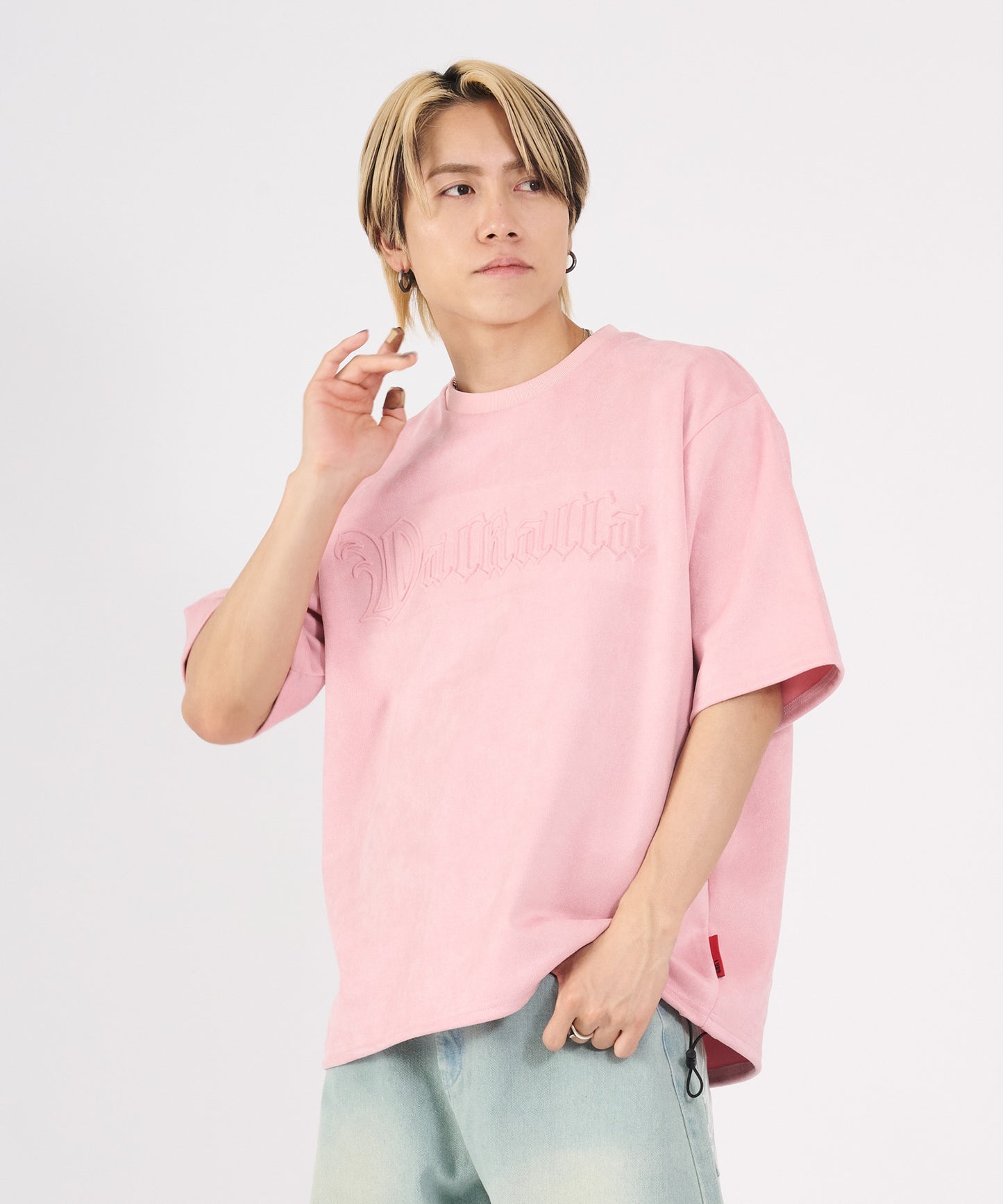 カットスエード　クロスエンボス半袖Tee