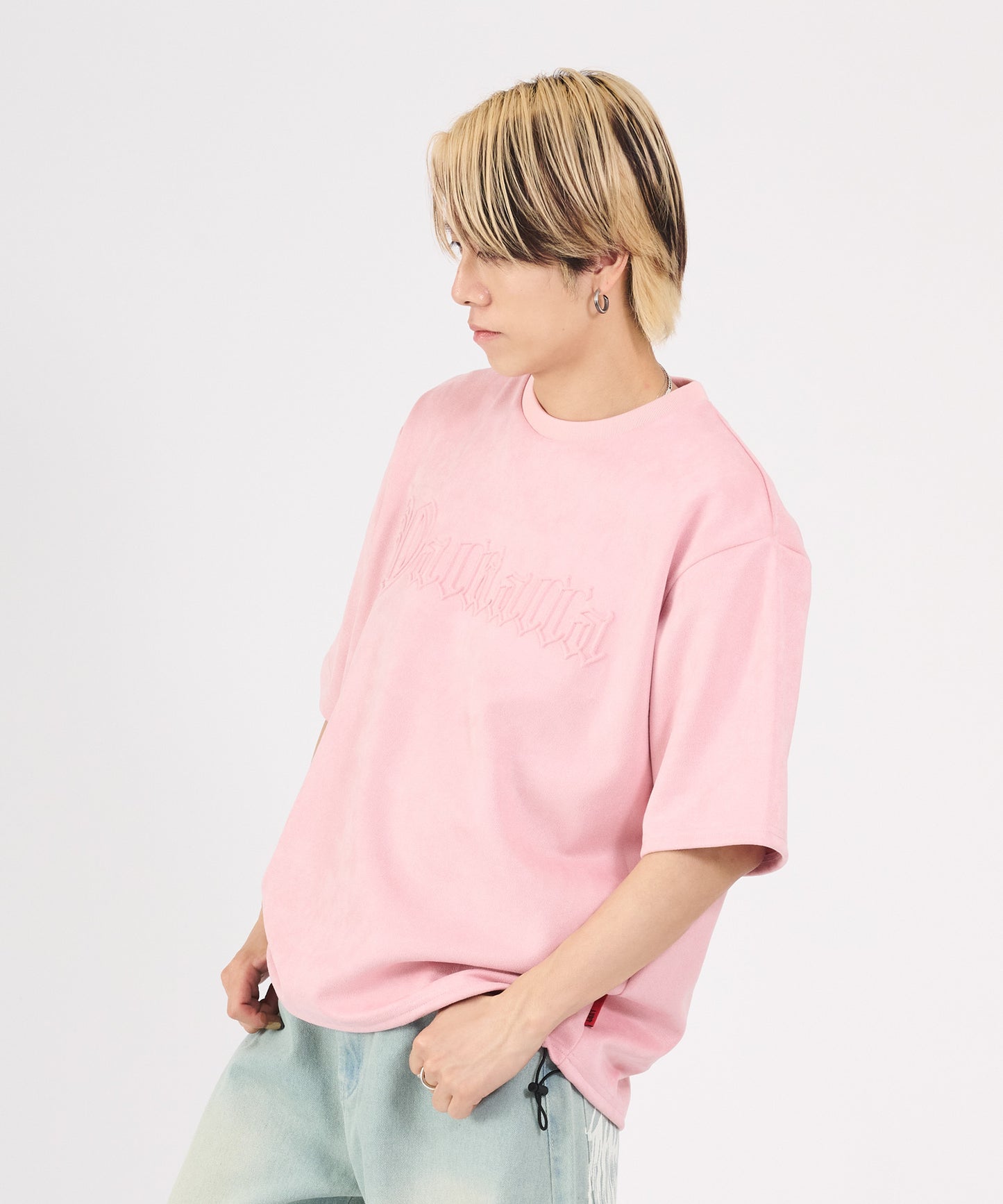 カットスエード　クロスエンボス半袖Tee