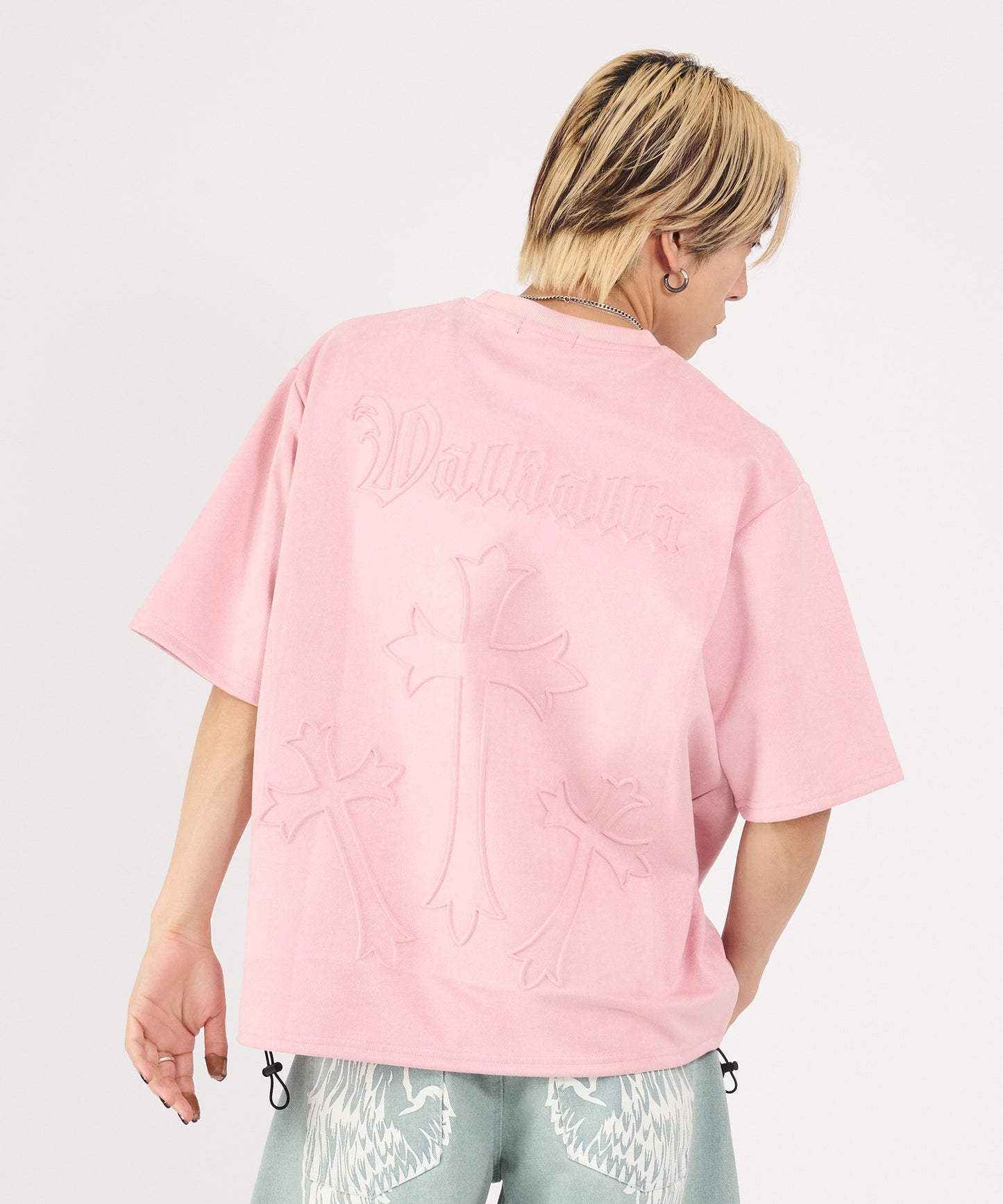 カットスエード　クロスエンボス半袖Tee