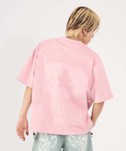 カットスエード　クロスエンボス半袖Tee