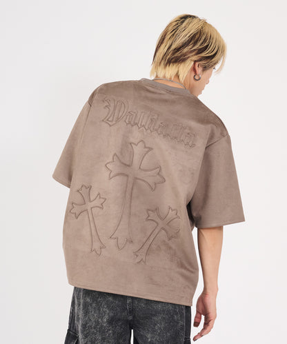 カットスエード　クロスエンボス半袖Tee