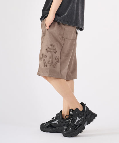 カットスエード　クロスエンボスショートパンツ