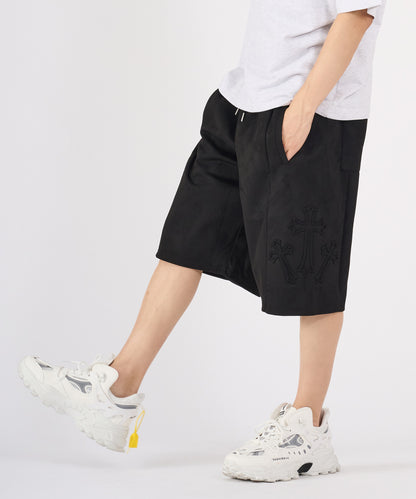 カットスエード　クロスエンボスショートパンツ