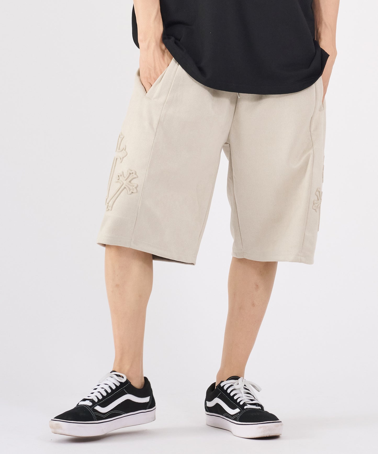 カットスエード　クロスエンボスショートパンツ