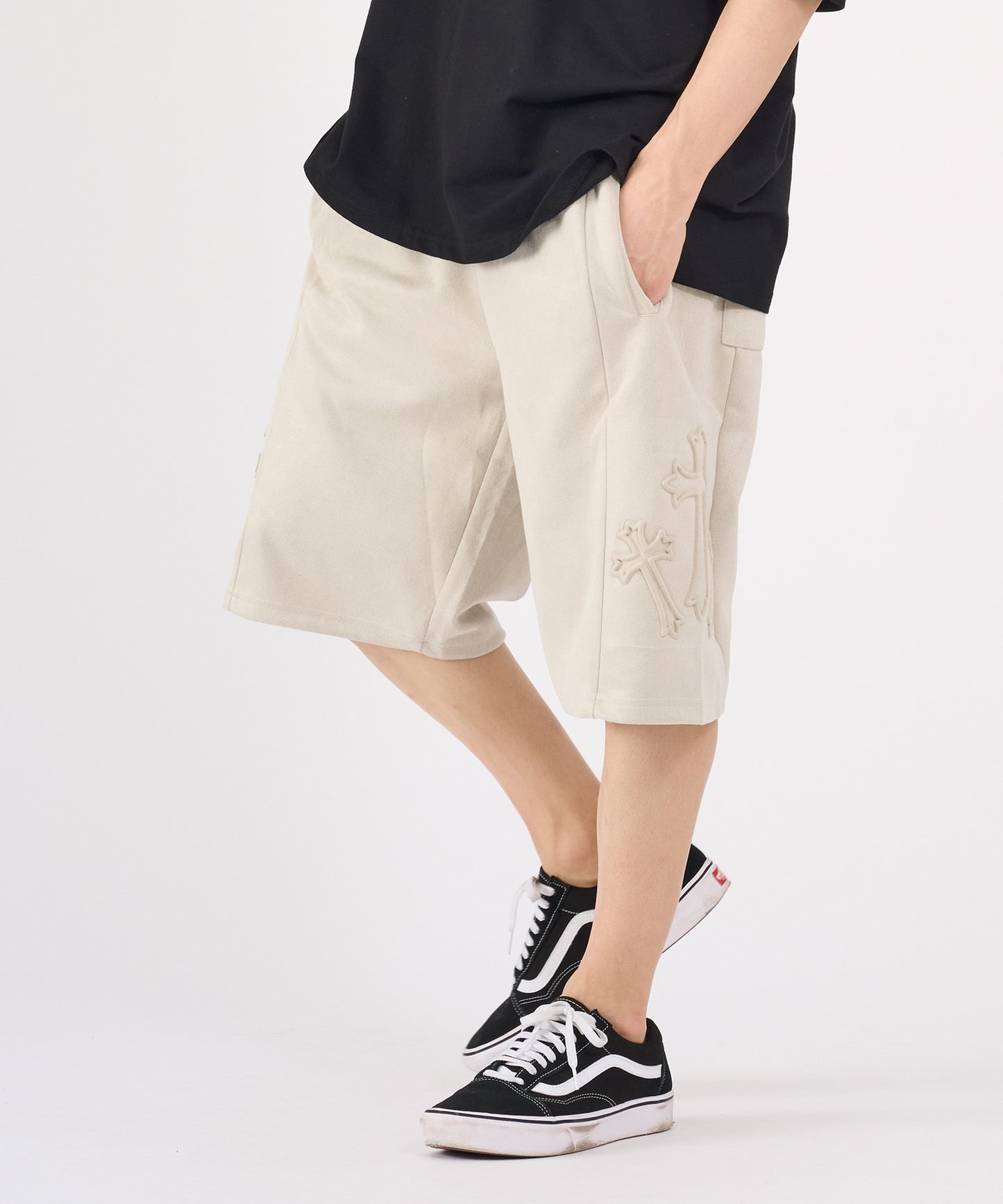 カットスエード　クロスエンボスショートパンツ
