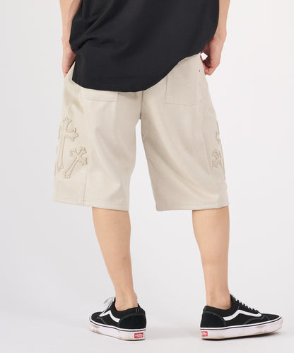 カットスエード　クロスエンボスショートパンツ
