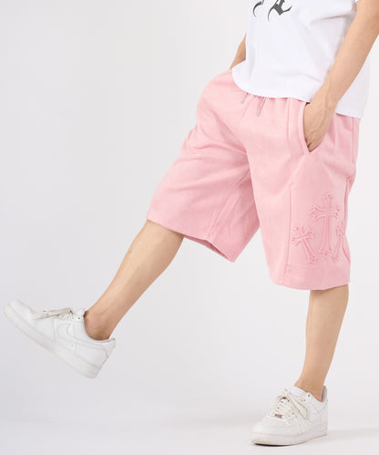 カットスエード　クロスエンボスショートパンツ