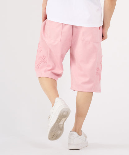 カットスエード　クロスエンボスショートパンツ