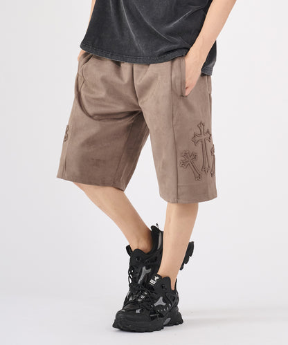 カットスエード　クロスエンボスショートパンツ