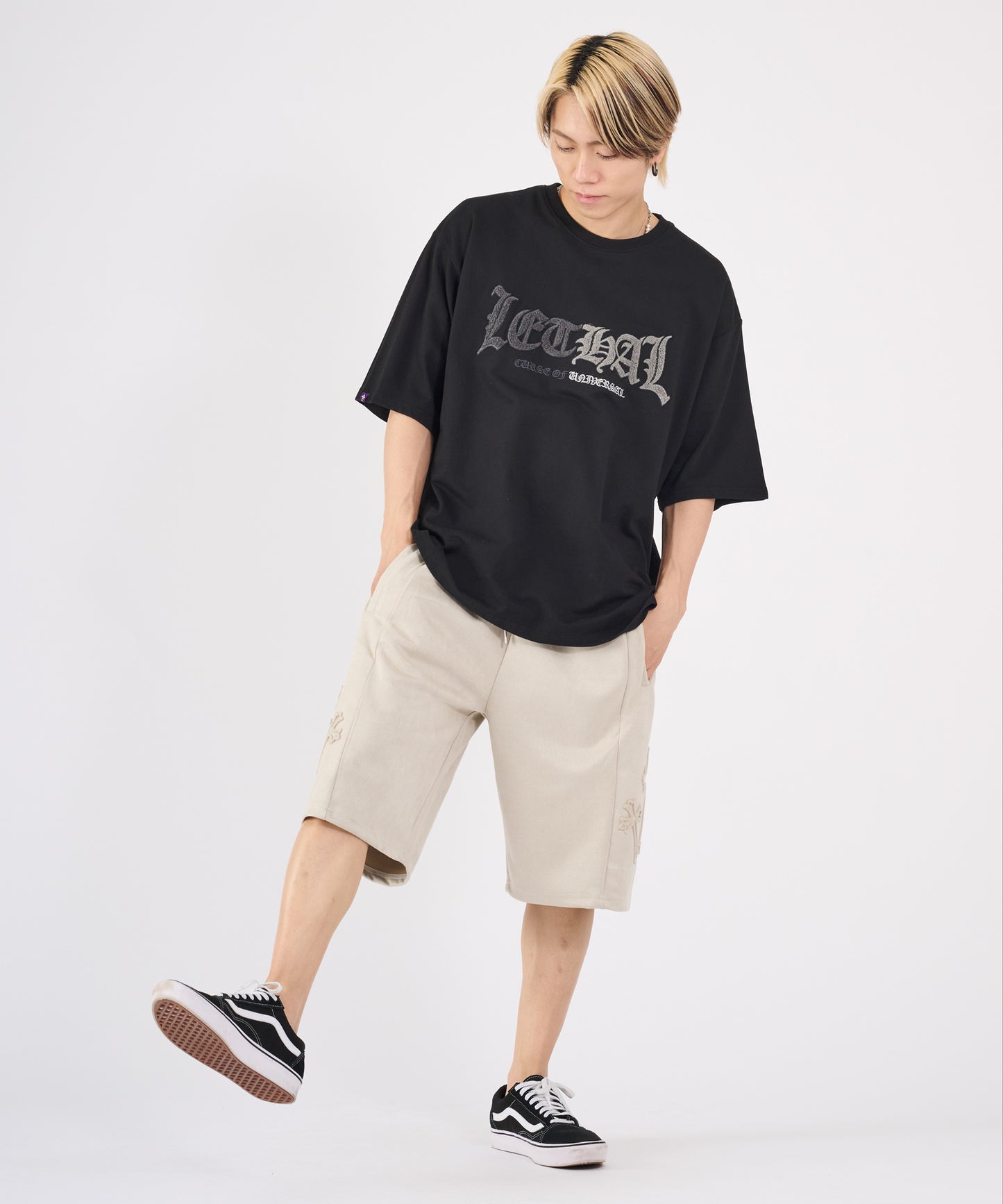 カットスエード　クロスエンボスショートパンツ