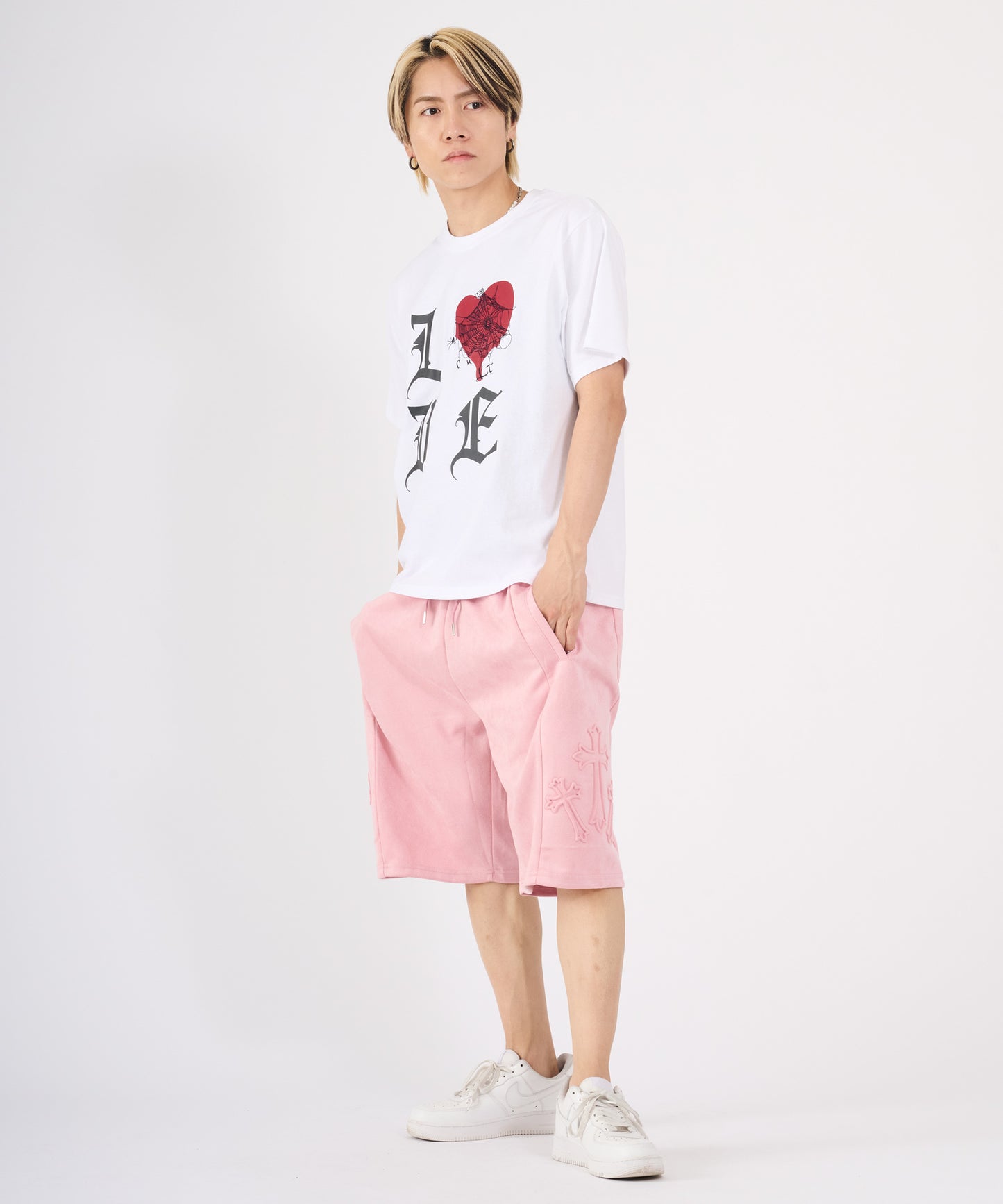 カットスエード　クロスエンボスショートパンツ