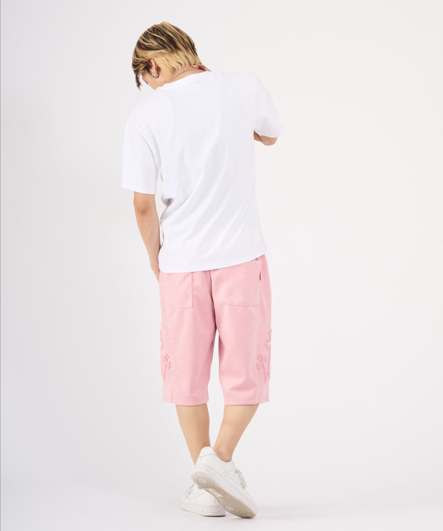 カットスエード　クロスエンボスショートパンツ