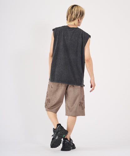 カットスエード　クロスエンボスショートパンツ