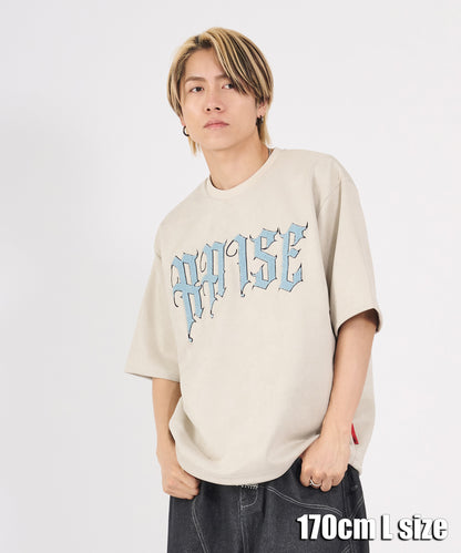 カットスエード　サガラ刺繍半袖Tシャツ