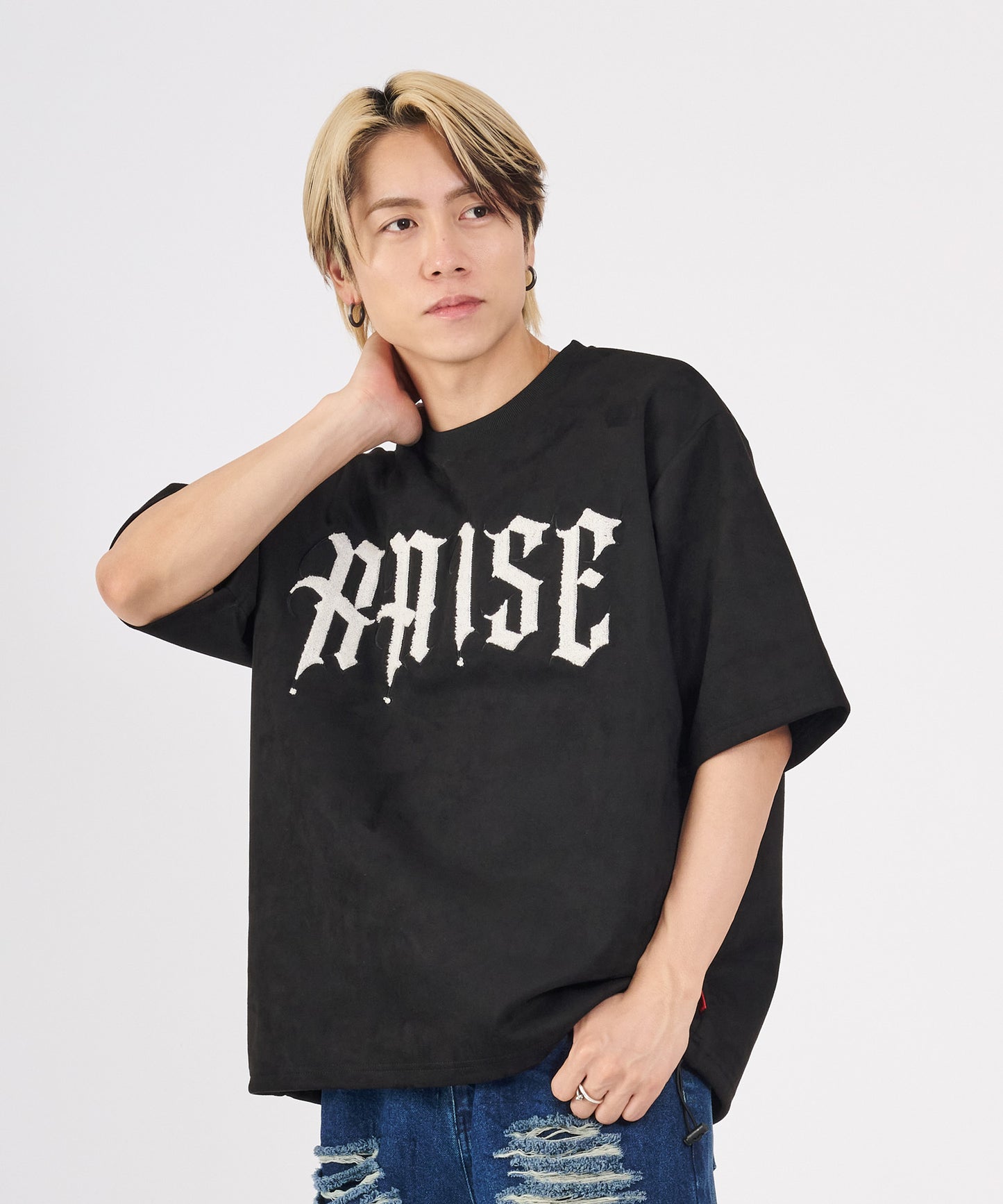 カットスエード　サガラ刺繍半袖Tシャツ