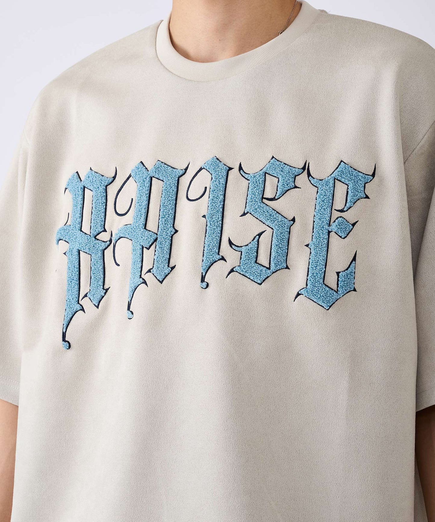 カットスエード　サガラ刺繍半袖Tシャツ
