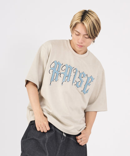 カットスエード　サガラ刺繍半袖Tシャツ