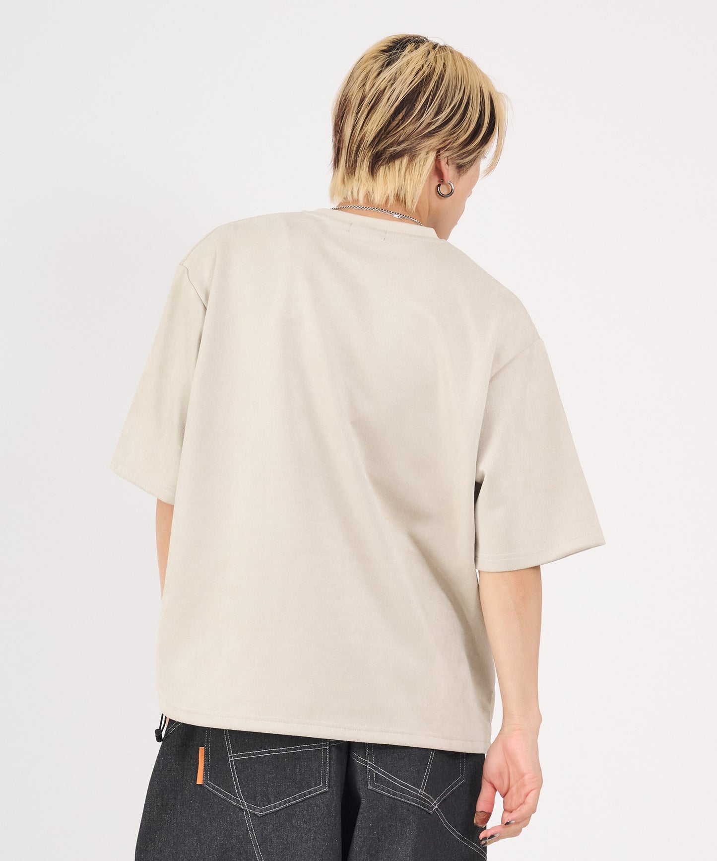 カットスエード　サガラ刺繍半袖Tシャツ