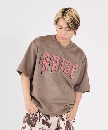 カットスエード　サガラ刺繍半袖Tシャツ