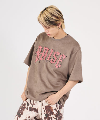 カットスエード　サガラ刺繍半袖Tシャツ
