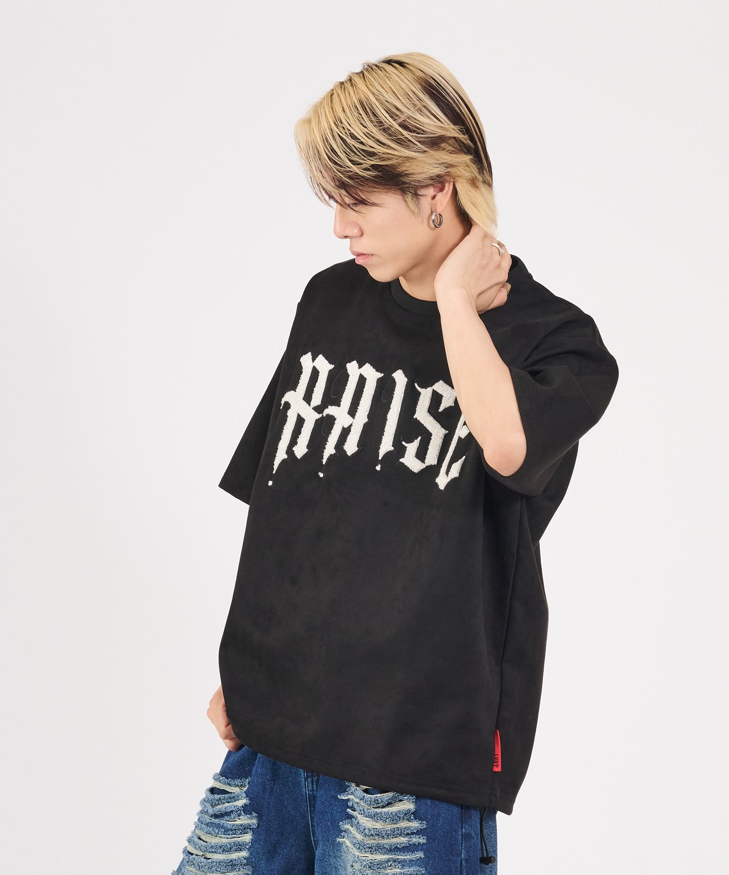 カットスエード　サガラ刺繍半袖Tシャツ