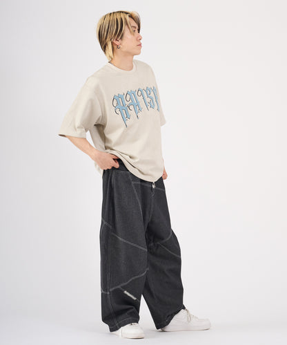 カットスエード　サガラ刺繍半袖Tシャツ