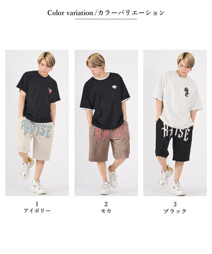 カットスエード　サガラ刺繍ショートパンツ