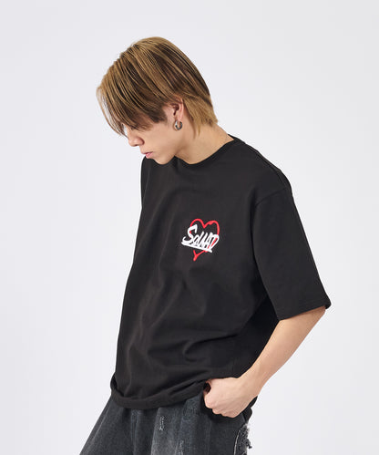 ハートサガラ刺繍半袖Tee