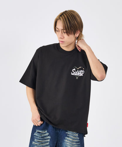 ハートサガラ刺繍半袖Tee