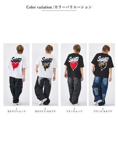 ハートサガラ刺繍半袖Tee