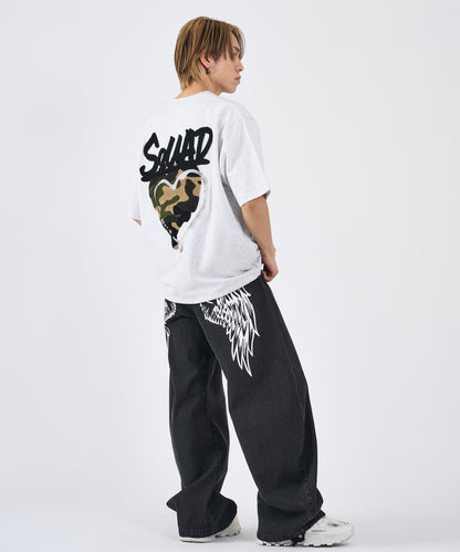 ハートサガラ刺繍半袖Tee