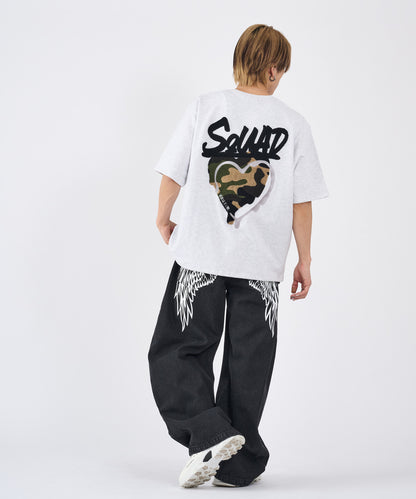 ハートサガラ刺繍半袖Tee