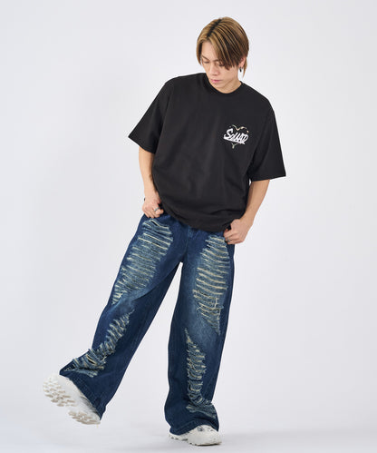 ハートサガラ刺繍半袖Tee