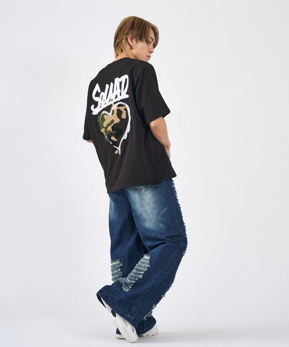 ハートサガラ刺繍半袖Tee