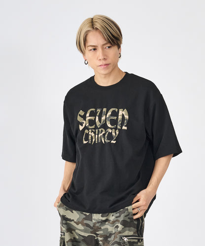 カモフラ発泡プリント半袖Tシャツ