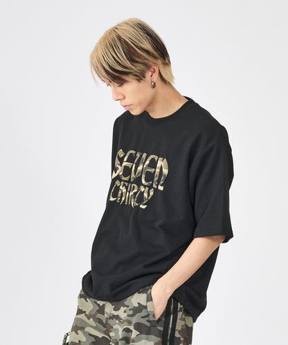 カモフラ発泡プリント半袖Tシャツ