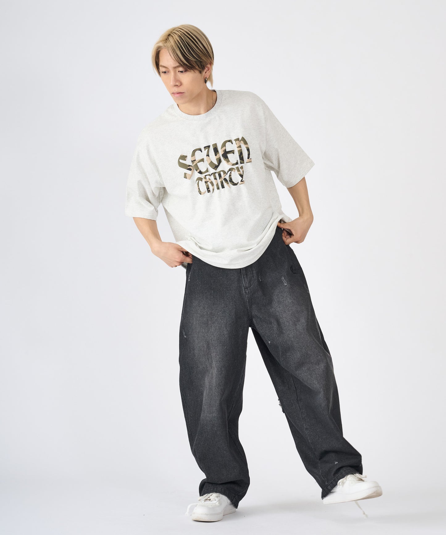 カモフラ発泡プリント半袖Tシャツ