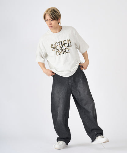 カモフラ発泡プリント半袖Tシャツ
