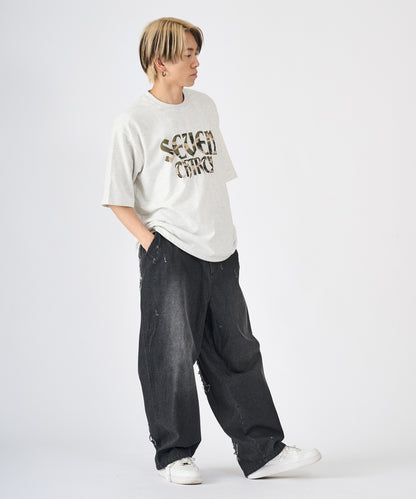 カモフラ発泡プリント半袖Tシャツ