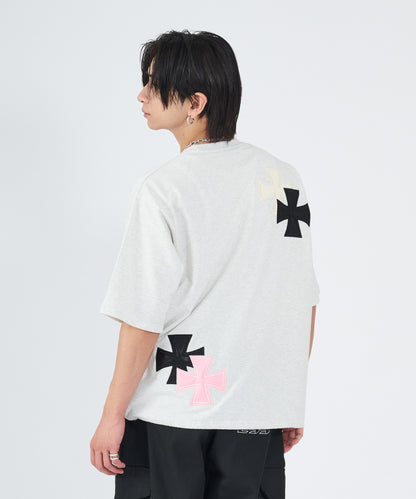 アイアンクロスPUアップリケ半袖Tシャツ