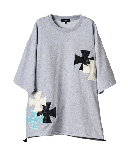 アイアンクロスPUアップリケ半袖Tシャツ