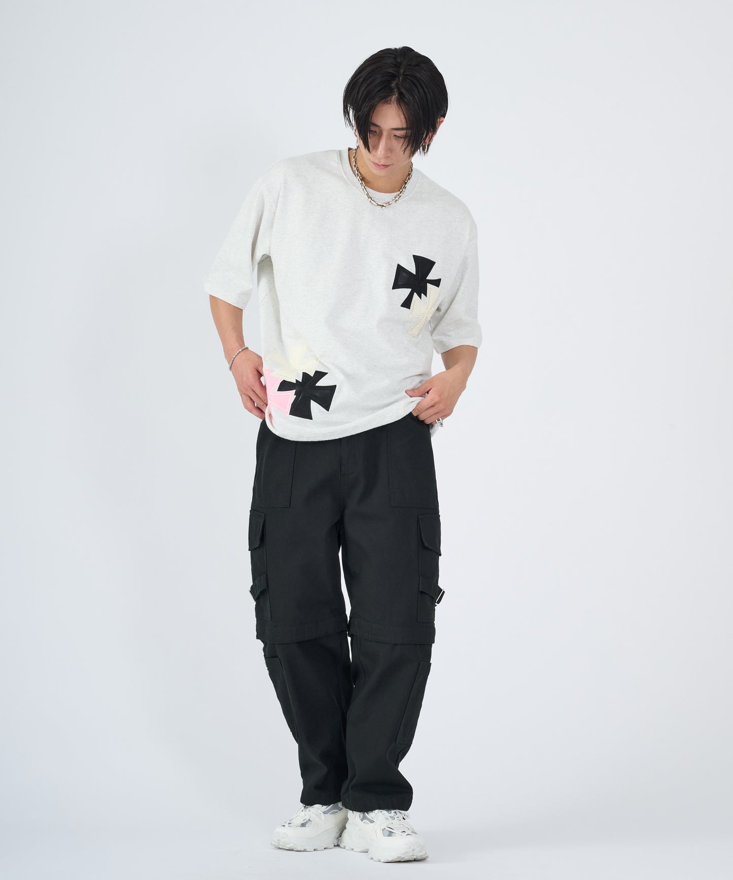 アイアンクロスPUアップリケ半袖Tシャツ
