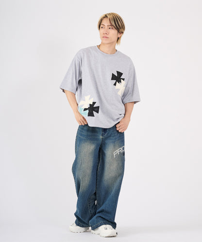 アイアンクロスPUアップリケ半袖Tシャツ