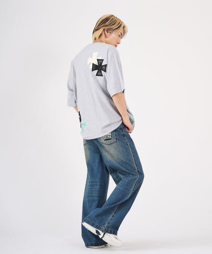 アイアンクロスPUアップリケ半袖Tシャツ