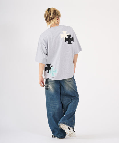 アイアンクロスPUアップリケ半袖Tシャツ