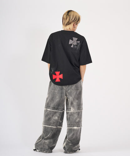 アイアンクロスPUアップリケ半袖Tシャツ